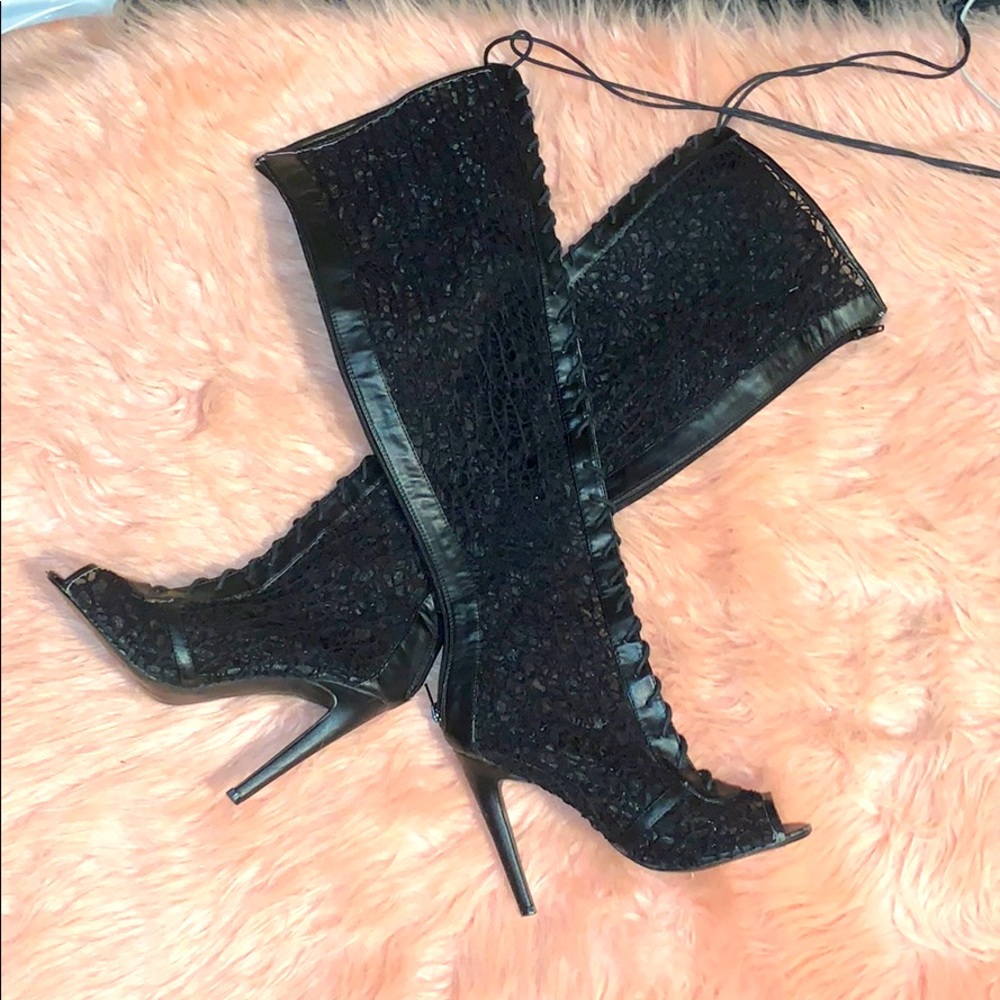 Lace Thigh High Boots